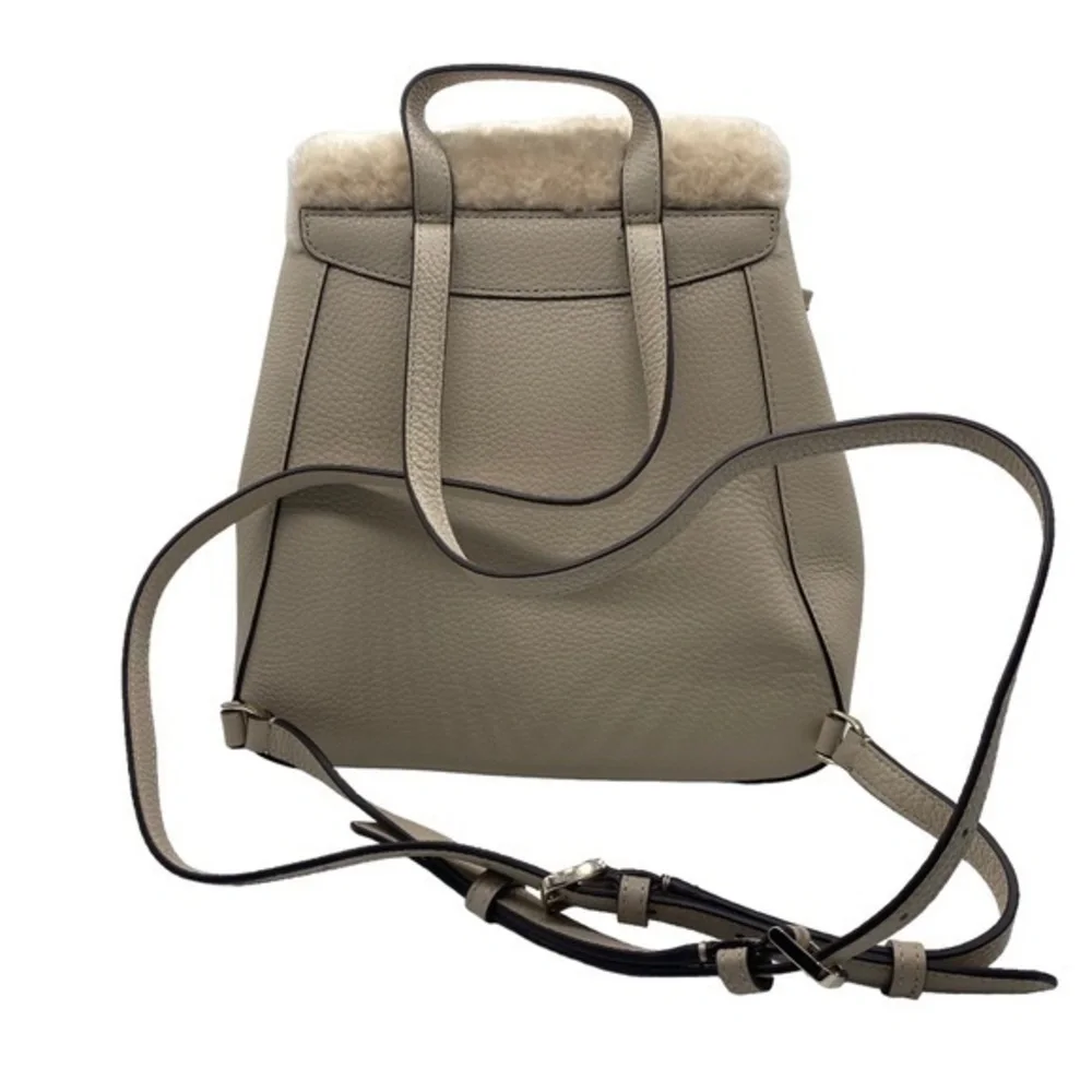 Kate Spade Lelia Medium Leather Flap Backpack Faux Shearling  NWOT